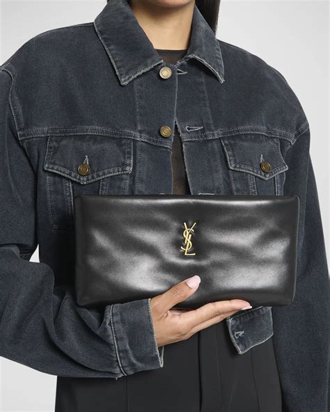 Saint Laurent Calypso Ziptop YSL Clutch Bag in Smooth Padded 